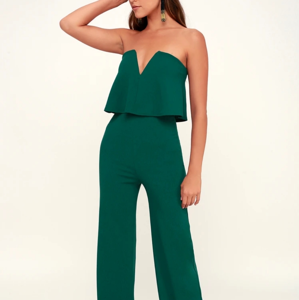 Power of Love Emerald Green Strapless Jumpsuit - Lulus